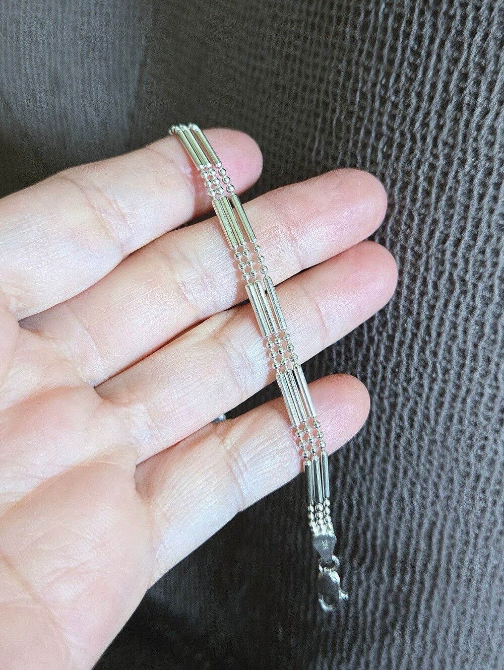 Silver🤍 Bar-Bead Triple3️⃣ Strand Bracelet - NWOT - Picture 4 of 15